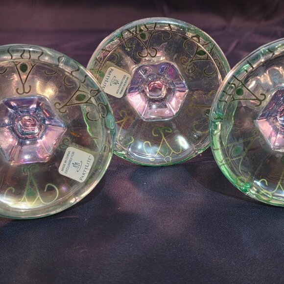 Partylite Mardi Gras Iridescent Tapers and Votive candle holders - Picture 5 of 8